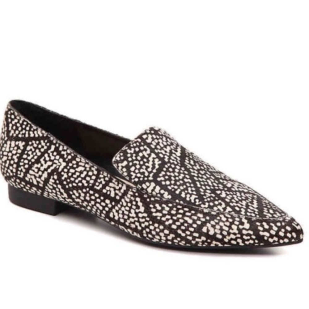 Bleecker & Bond Black White Print Fur Loafer